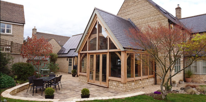 Custom oak timber frame extension