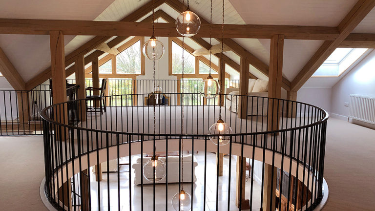 Interior of a beautiful bespoke oak timber building